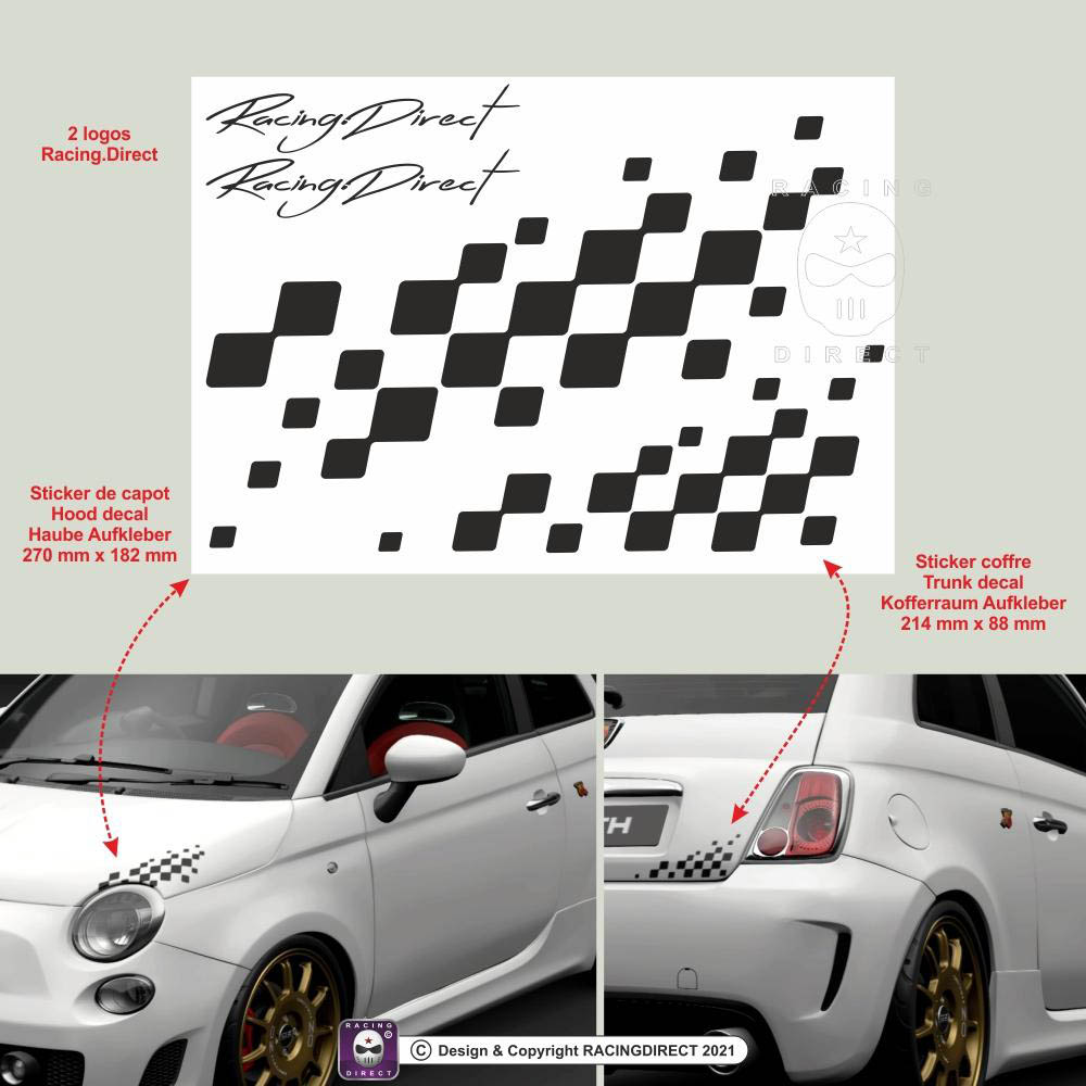 Chequered flag sticker decal FIAT ABARTH by XL-Shops