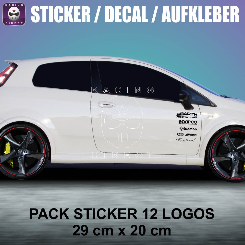 Pack 12 stickers racing FIAT ABARTH