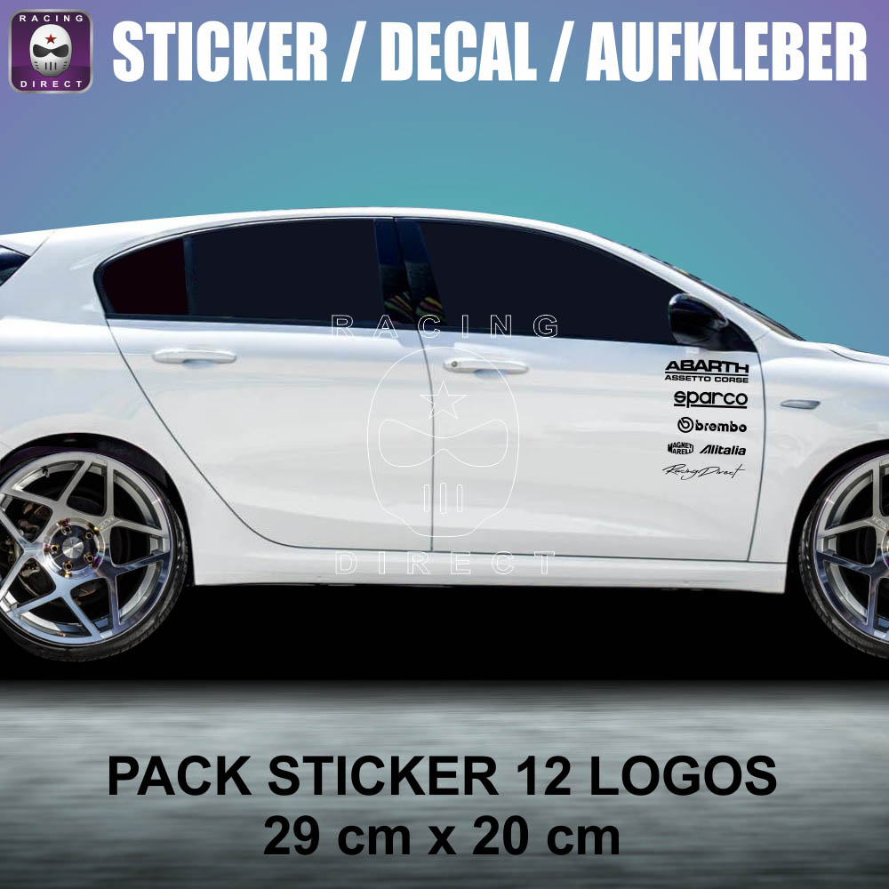 Pack 12 stickers racing FIAT ABARTH