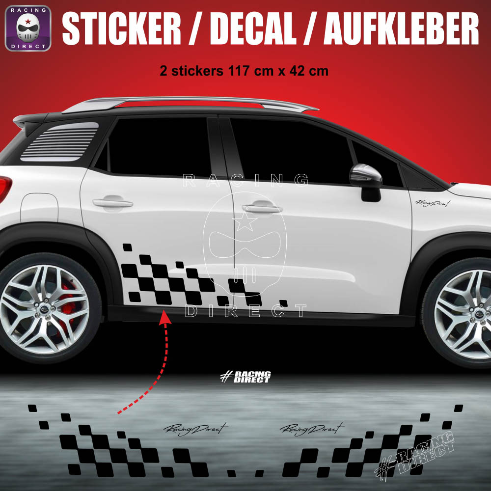 ADHESIFS LATERAUX DAMIERS X2 - 110223 - CADOX CADOX - Stickers voiture  tuning
