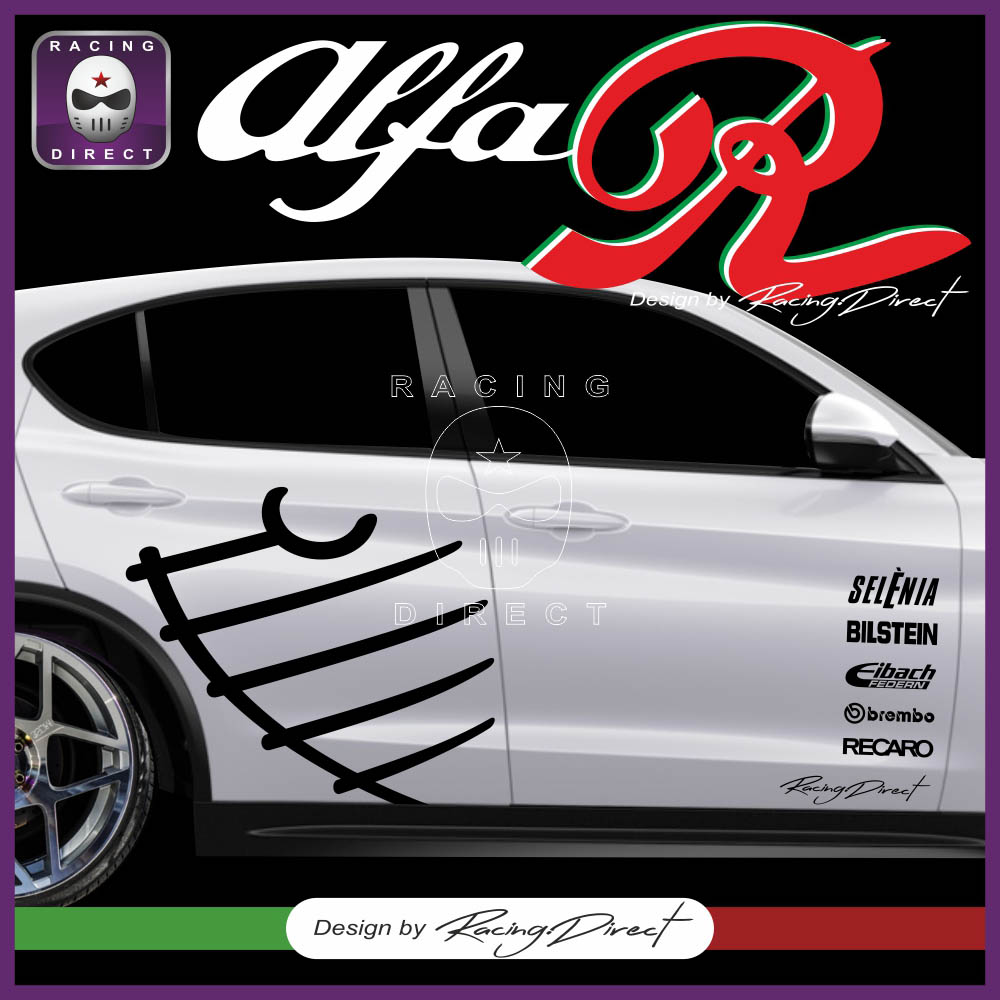 Alfa romeo logo rond latérale X 2 - - Kit Complet - voiture Sticker  Autocollant Graphic Decals