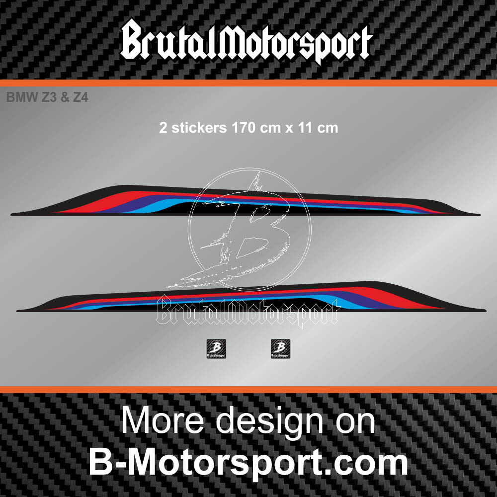 2 sticker decal BMW DESIGN 170 cm with M-POWER colors BMW
