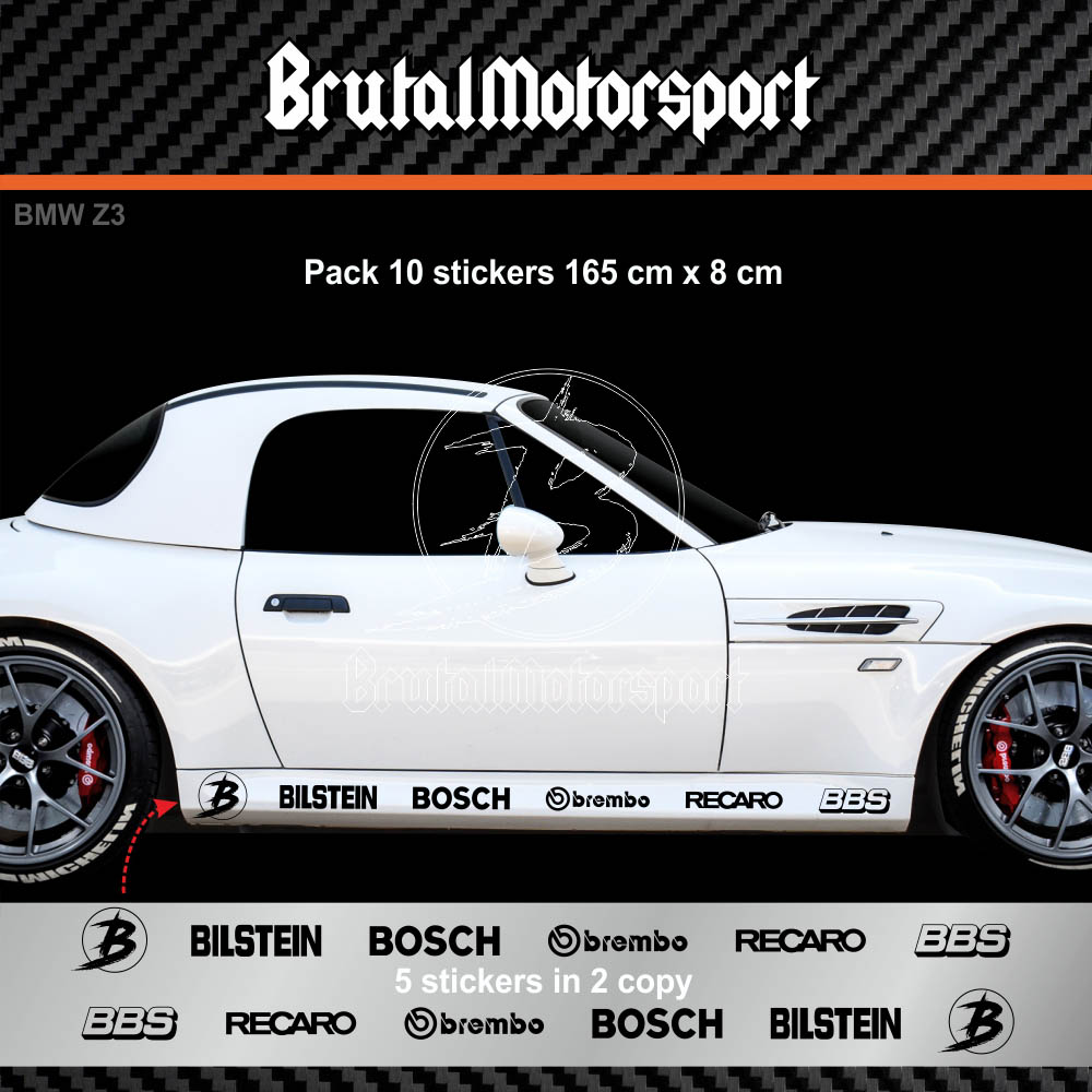 RACING PACK 10 stickers 165 cm side skirt decals for BMW Z3 Z4 BMW