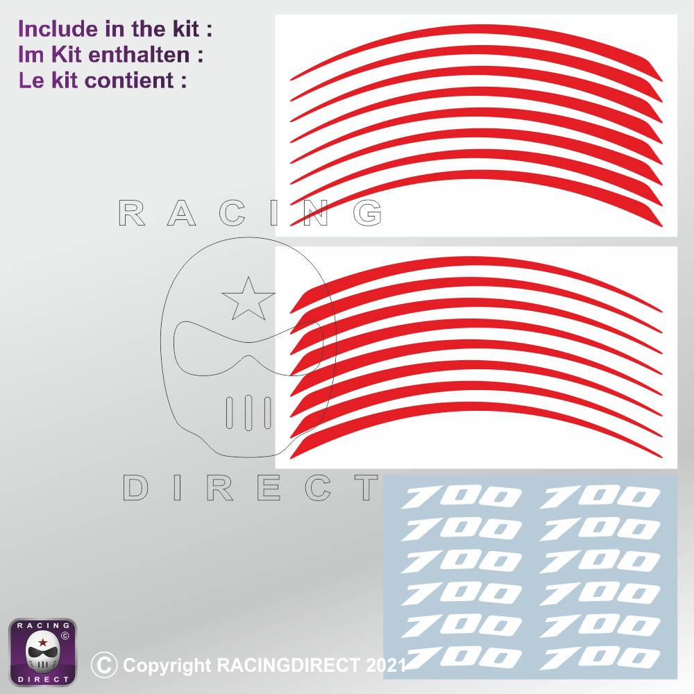 700 cc Rim decals with A-Type stripes 