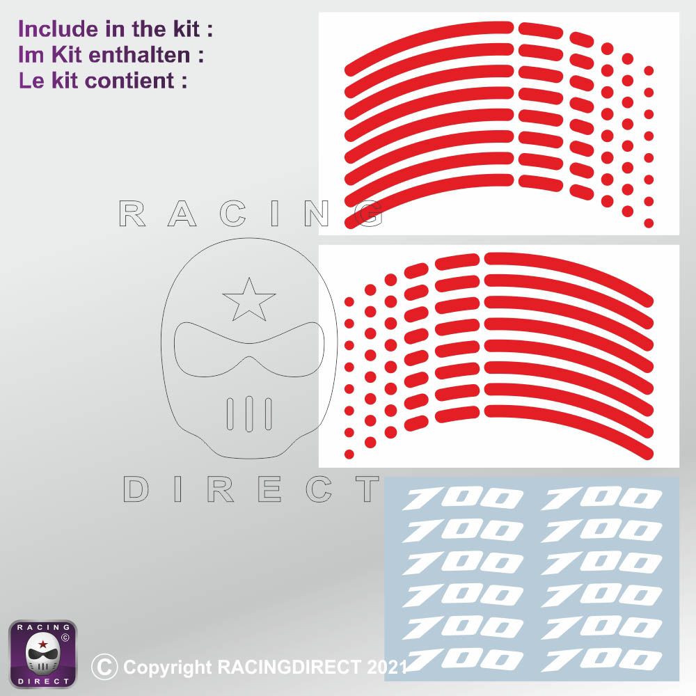 700 cc Rim decals with B-Type stripes 