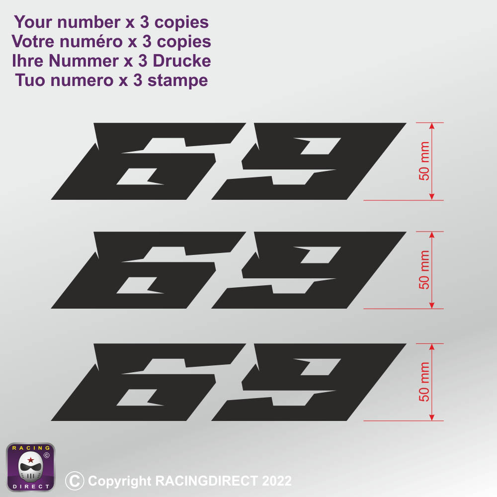 Racing number E-Type sticker decals in 3 copies 