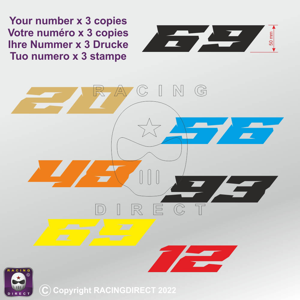 Racing number E-Type sticker decals in 3 copies 