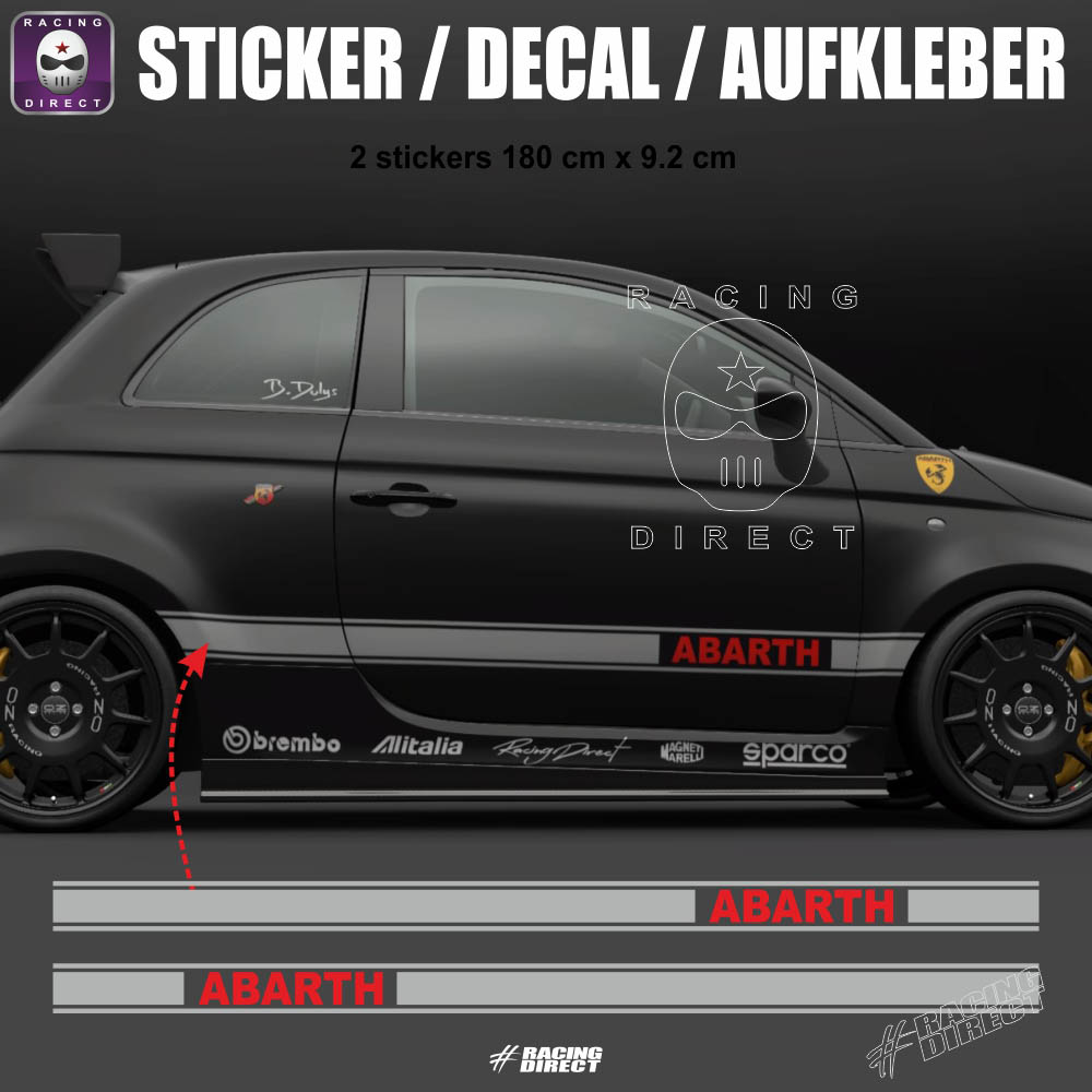 Bicolour ABRTH FIAT 500 side skirt sticker decal FIAT ABARTH by XL-Shops