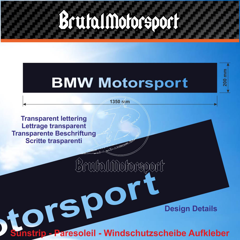 BMW Motorsport Windshiel decal transparent lettering BMW