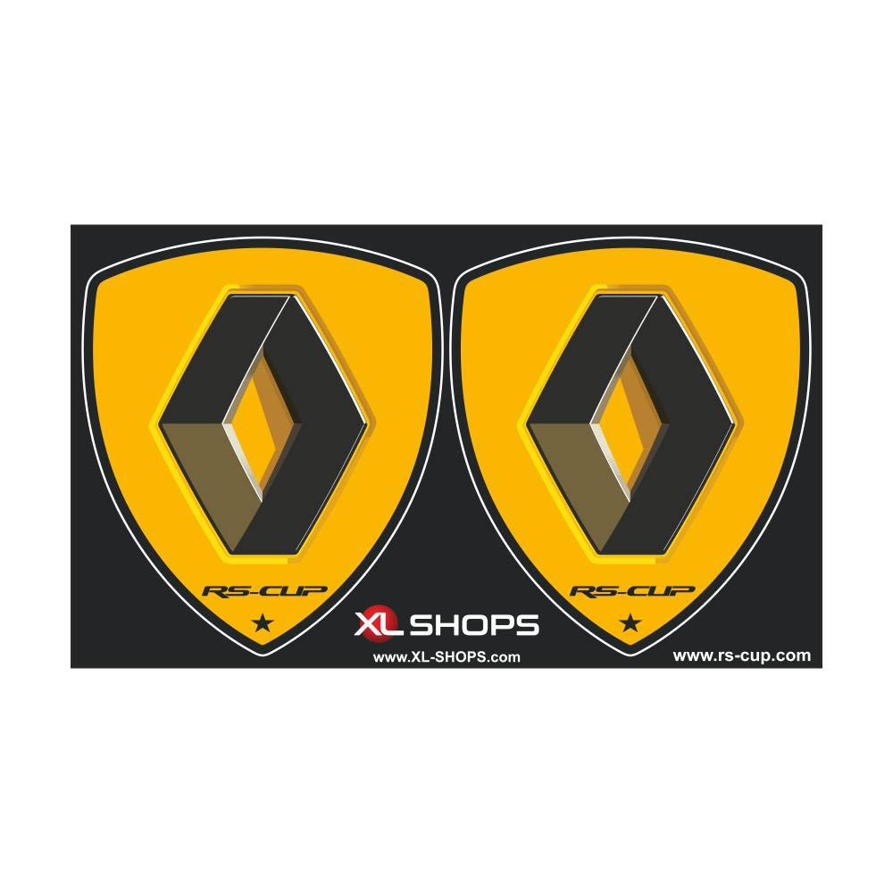 2 sticker logo RENAULT noir jaune RENAULT by XL-Shops