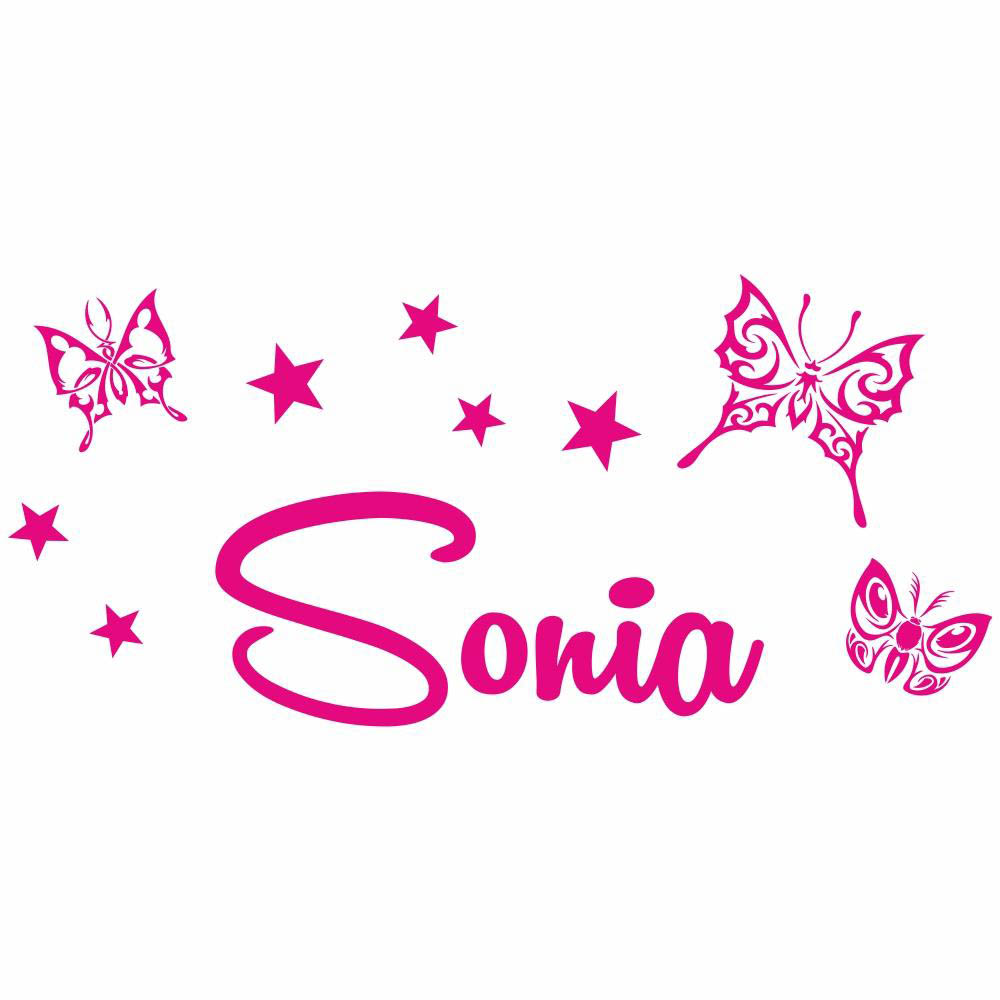 Butterflies and stars sticker girl name GKO