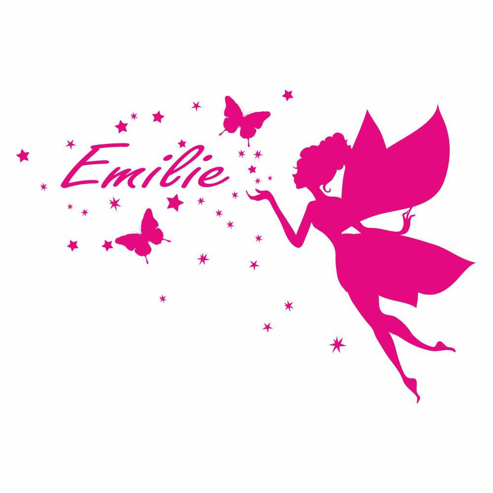 Fairy and butterflies and stars sticker girl name GKO