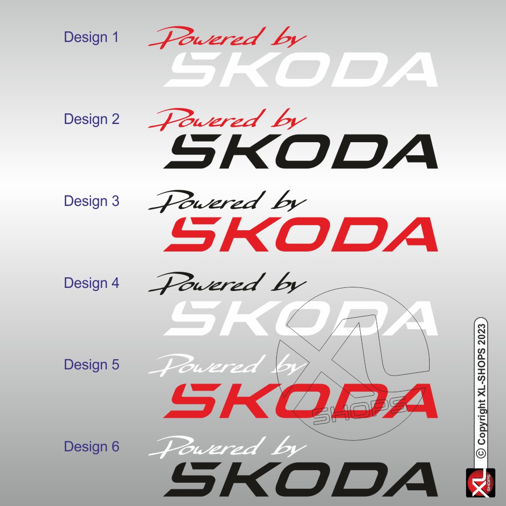 2 sticker decal Powered by SKODA SKODA
