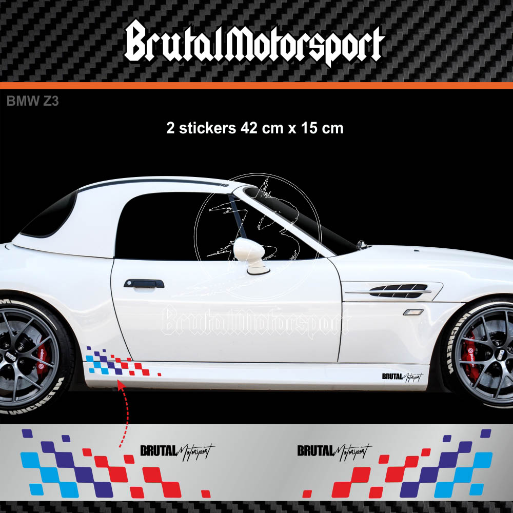 M-POWER color RACING FLAG 42 cm side skirt decals for BMW Z3 Z4 BMW