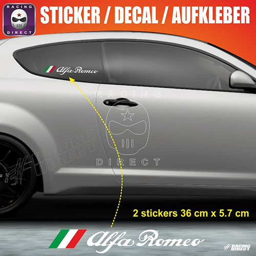 2 Italian flag Alfa 37cm sticker decal ALFA ROMEO