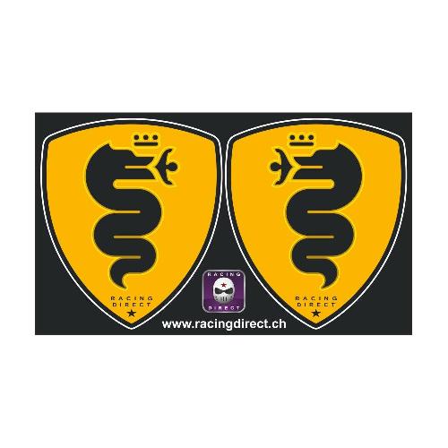 2 Alfa Dragon black and yellow sticker decal ALFA ROMEO