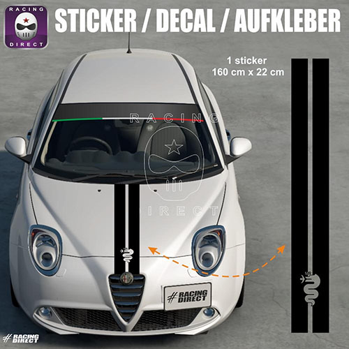 Double stripes 160 cm sticker for the hood ALFA ROMEO