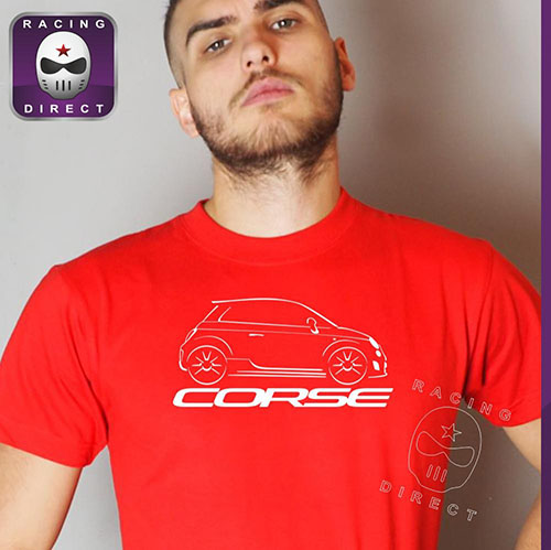 T-shirt homme 500 CORSE rouge blanc FIAT ABARTH
