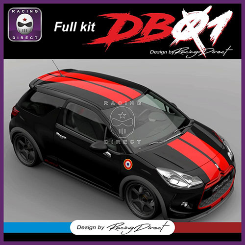 DB01 RAcing doble stripe hood roof  and trunk sticker CITROEN