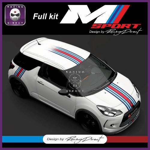 Kit autocollant bande racing M SPORT (MARTINI Style) CITROEN