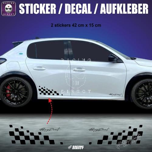 2 chequered flag sticker decal 42 cm PEUGEOT