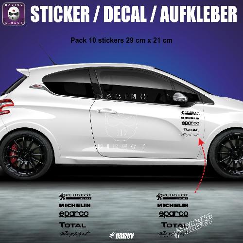 Pack 10 stickers Racing PEUGEOT