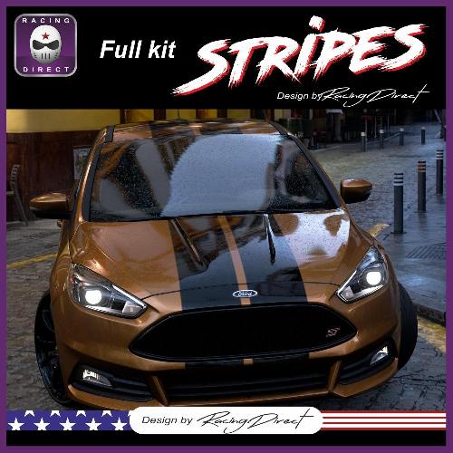 FORD RACING doble stripe hood roof  and trunk sticker FORD