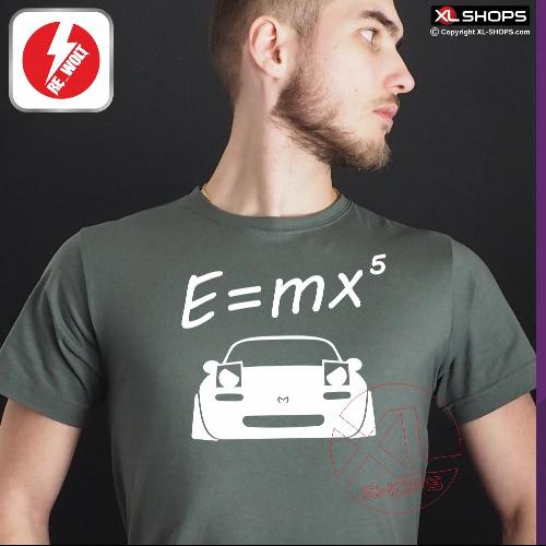 E = MX5 NA Herren T-Shirt diesel grau / weiss M-JUJIRO MAZDA