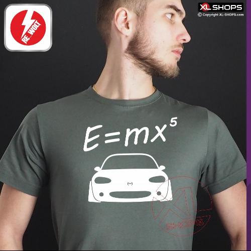 E = MX5 NB Herren T-Shirt diesel grau / weiss M-JUJIRO MAZDA