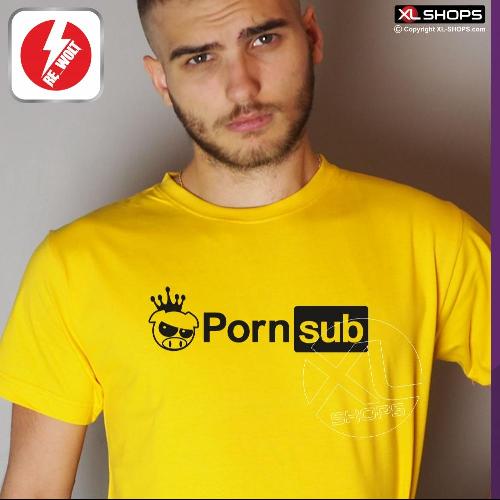 T-shirt homme PORNSUB jaune et noir SUBARU