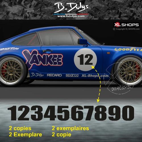 2 race number stickers IMPACT style Dulys