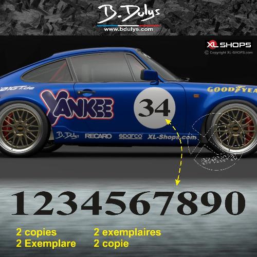 2 race number stickers TIMEG style Dulys
