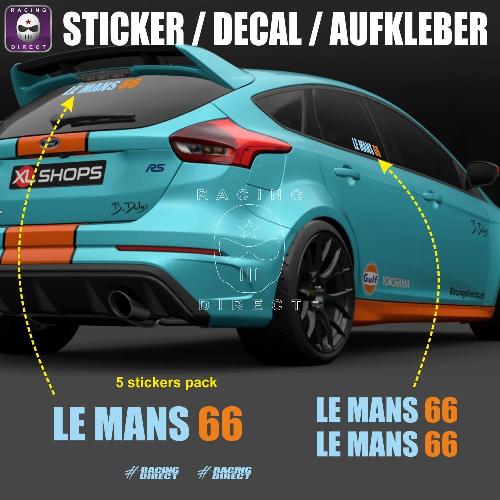 3 stickers FORD LE MANS 66 bleu / orange FORD