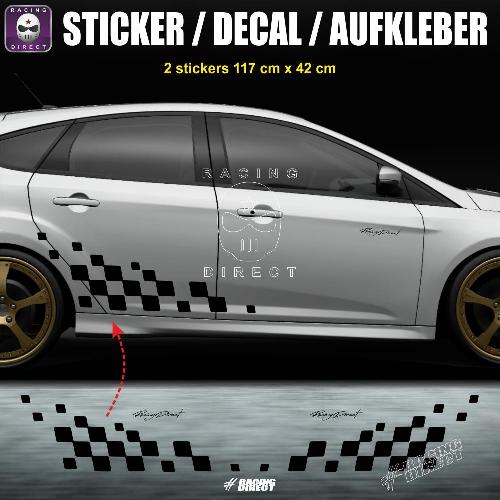 2 stickers FORD PERFORMANCE damiers latéraux 117 cm FORD