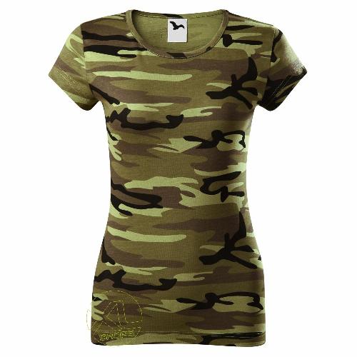 Camouflage vert T-shirt femme style camper forêt chasse militaire armée VANLIFE
