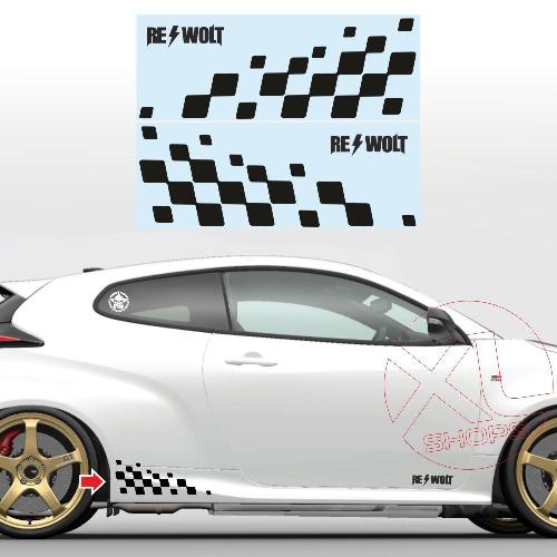 2 Racing chequered flag sticker decal 42 cm RE_WOLT