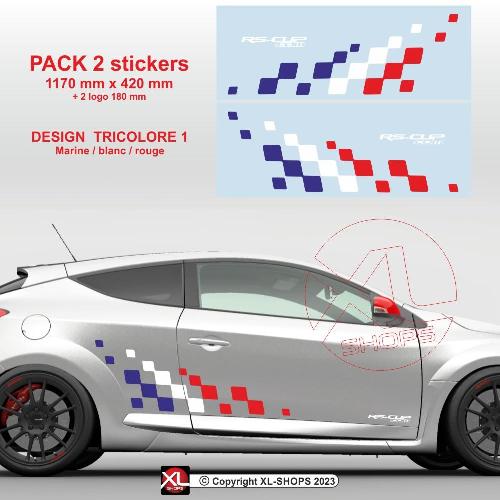 2 tricolour Racing chequered flag sticker decal 117 cm RS-CUP