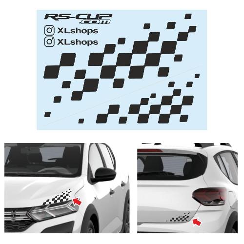 Chequered flag sticker decal for bonnet and rear trunk DACIA