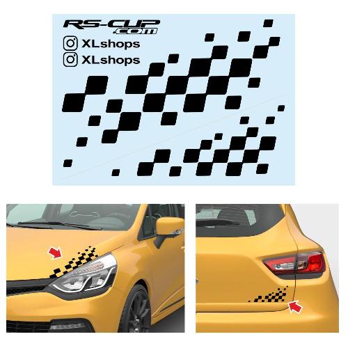 Chequered flag sticker decal for bonnet and rear trunk RENAULT