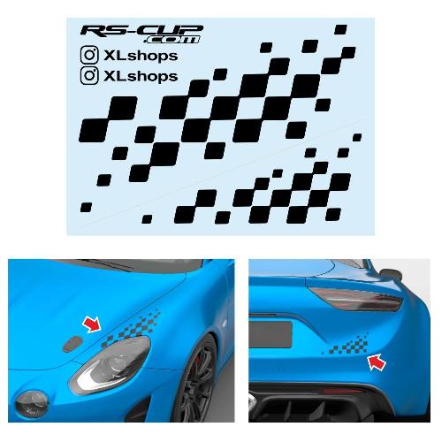 Chequered flag sticker decal for bonnet and rear trunk ALPINE