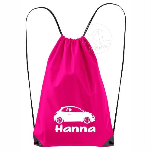 Personalized Barbie Fiat 500 backpack for girls with customizable name 